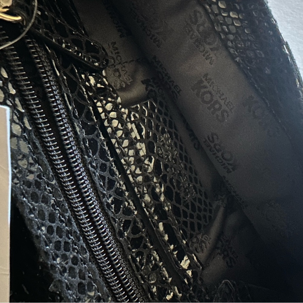 Michael Kors Black Glazed Python Embossed Leather… - image 4